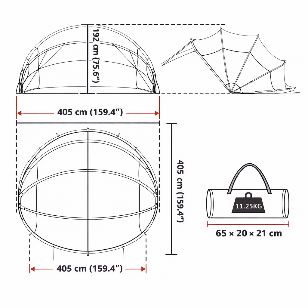 Dôme de Piscine XS  | Ø 405 cm