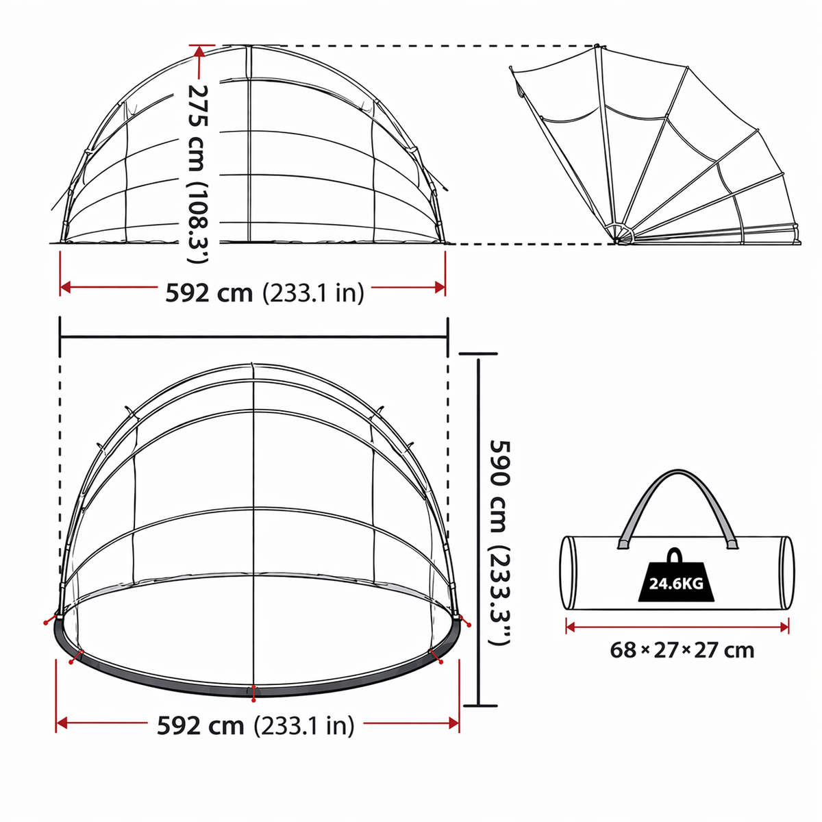 Dôme Piscine XXL | Ø 592 cm